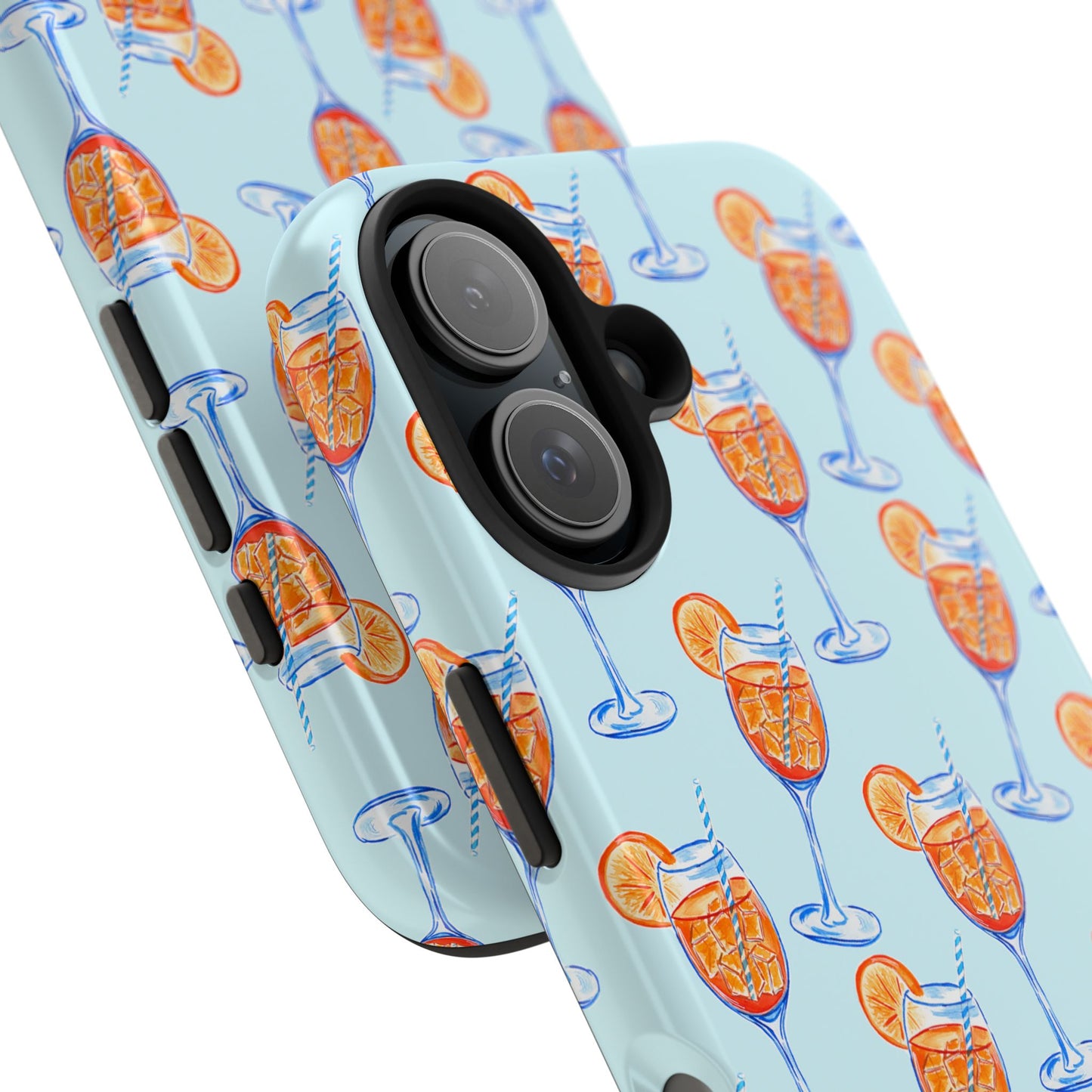 Orange & Blue Aperol Spritz Watercolor Pattern Turquoise Phone Case | Various Models