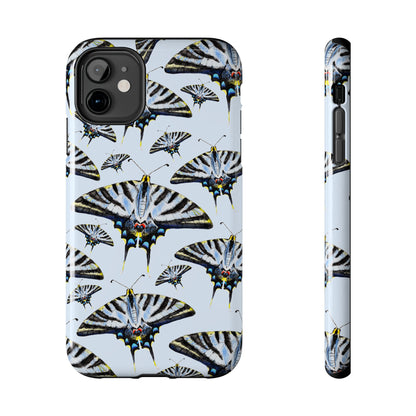 Light Blue Swallowtail Butterflies Watercolor Illustrated Pale Blue Tough Phone Case | Various Models iPhone 11