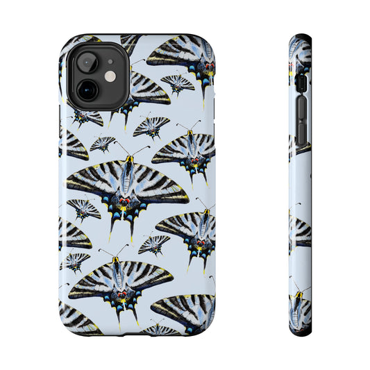 Light Blue Swallowtail Butterflies Watercolor Illustrated Pale Blue Tough Phone Case | Various Models iPhone 11