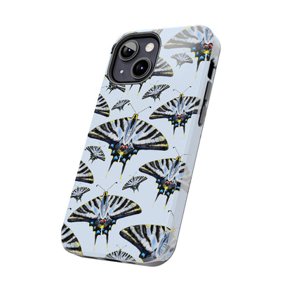 Light Blue Swallowtail Butterflies Watercolor Illustrated Pale Blue Tough Phone Case | Various Models
