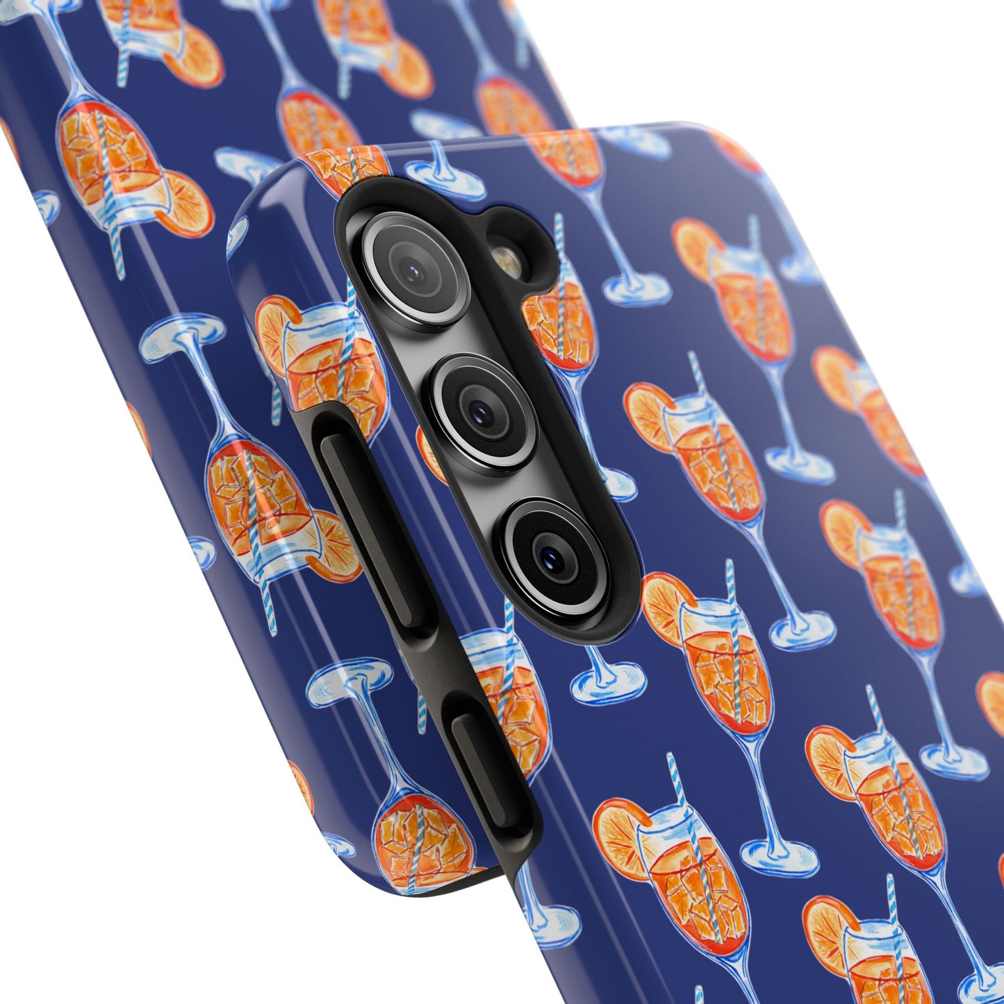 Orange & Blue Aperol Spritz Watercolor Pattern Navy Tough Case | Various Models