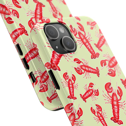 Red Lobster Watercolor Illustrated Tossed Pattern Light Yellow Tough Phone Case | Various Models