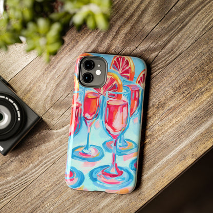 Pink Blood Orange Mimosas Blue Champagne Flute Acrylic Tough Phone Case | Various Models Available