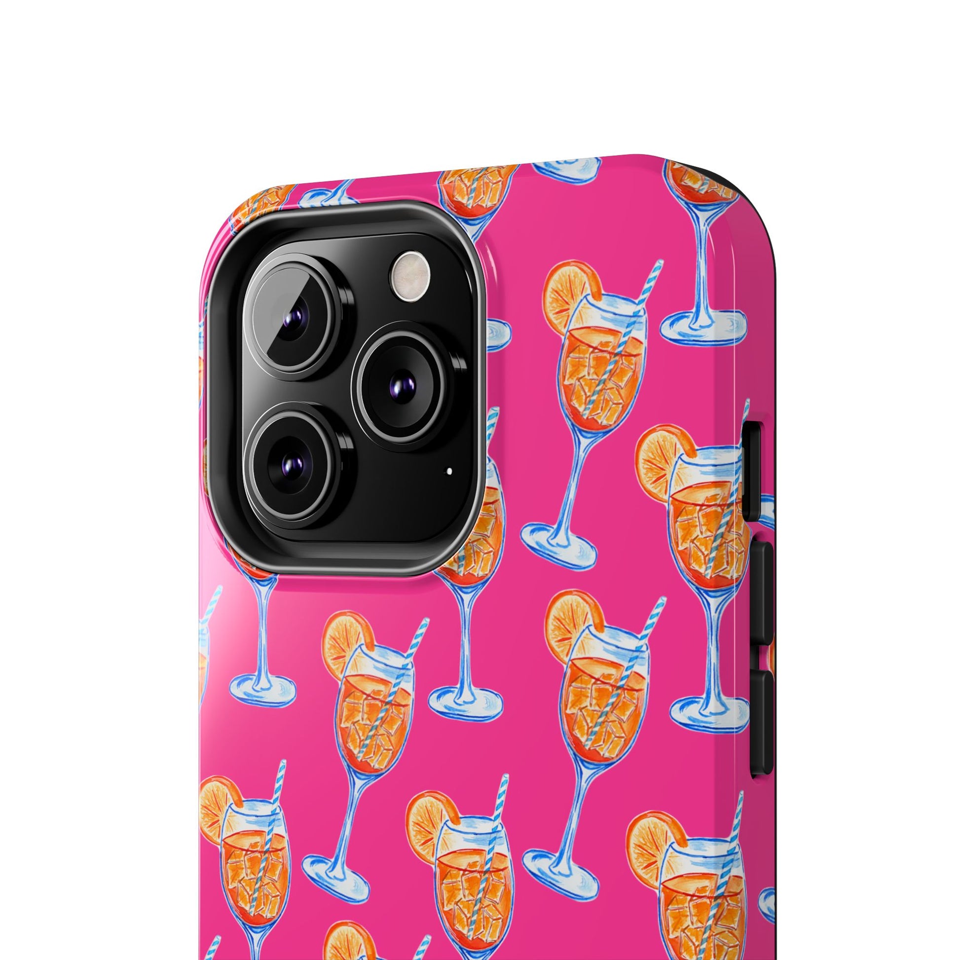 Orange & Blue Aperol Spritz Watercolor Pattern Hot Pink Phone Case | Various Models