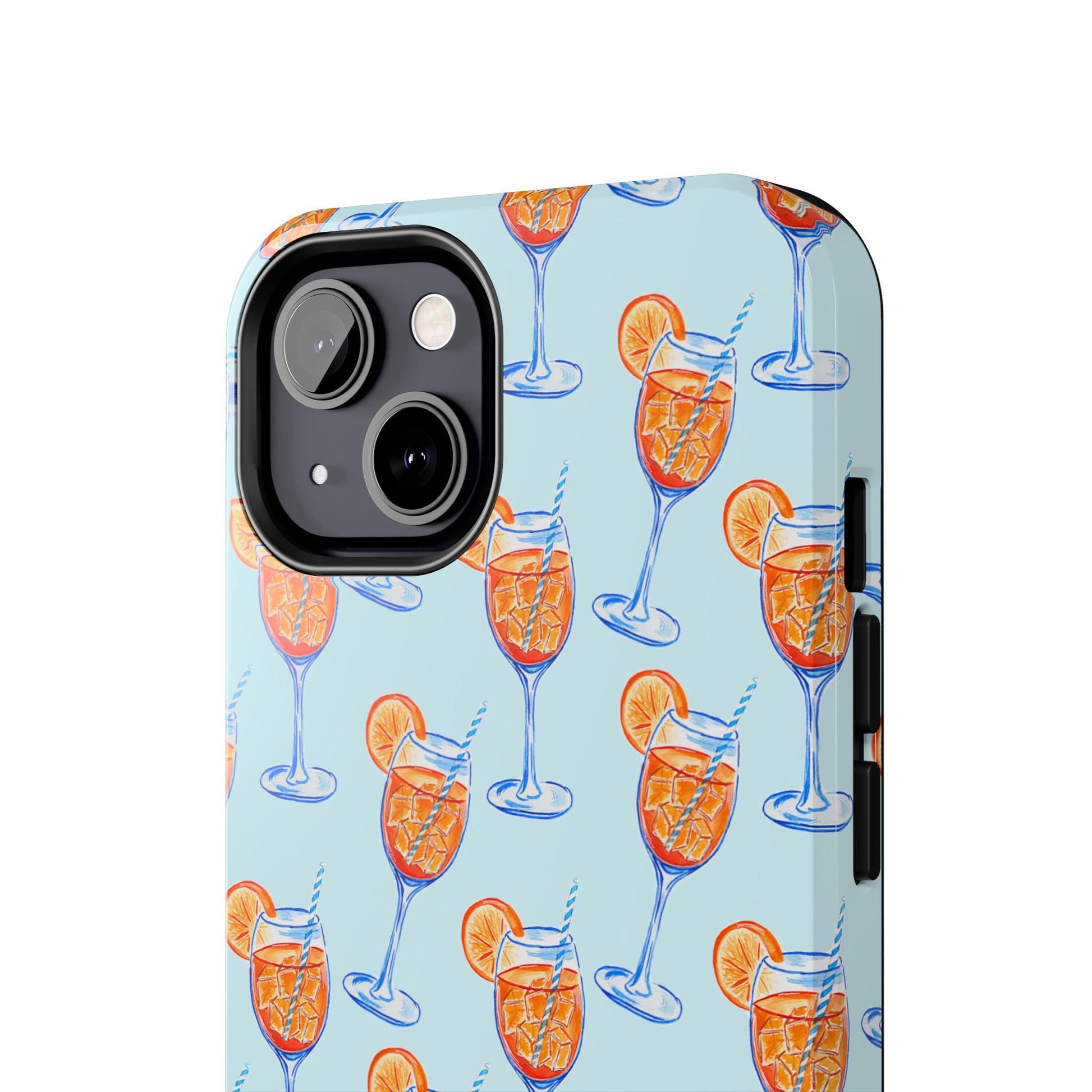 Orange & Blue Aperol Spritz Watercolor Pattern Turquoise Phone Case | Various Models