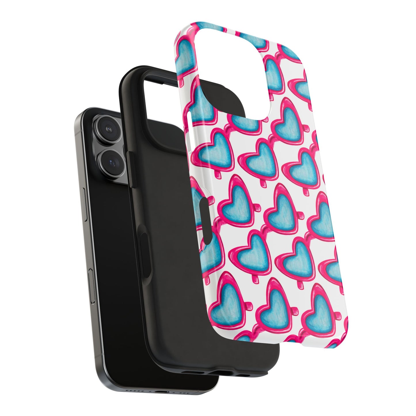 Pink Heart Shaped Sunglasses Watercolor Illustrated Tough Phone Case | Various Models