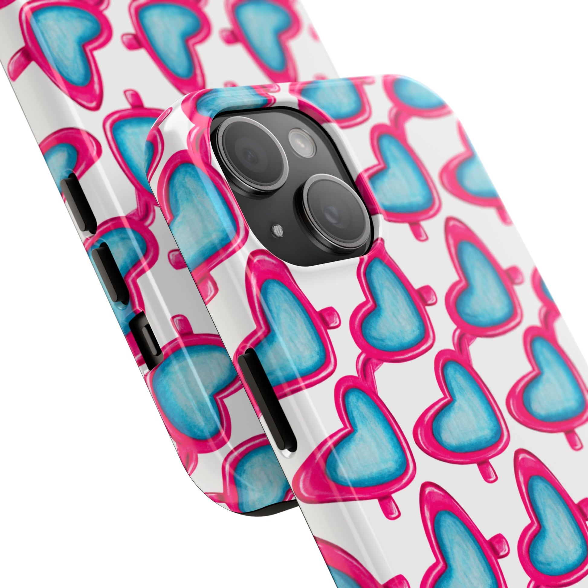 Pink Heart Shaped Sunglasses Watercolor Illustrated Tough Phone Case | Various Models
