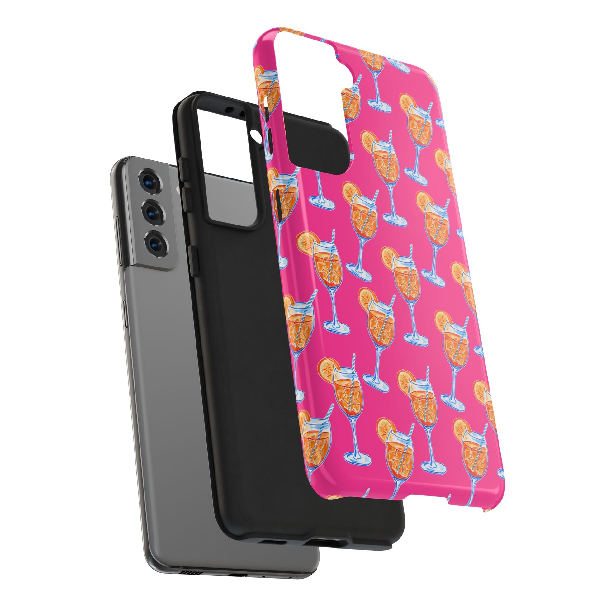Orange & Blue Aperol Spritz Watercolor Pattern Hot Pink Phone Case | Various Models