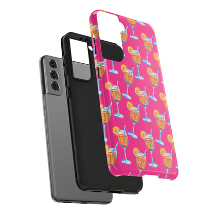 Orange & Blue Aperol Spritz Watercolor Pattern Hot Pink Phone Case | Various Models