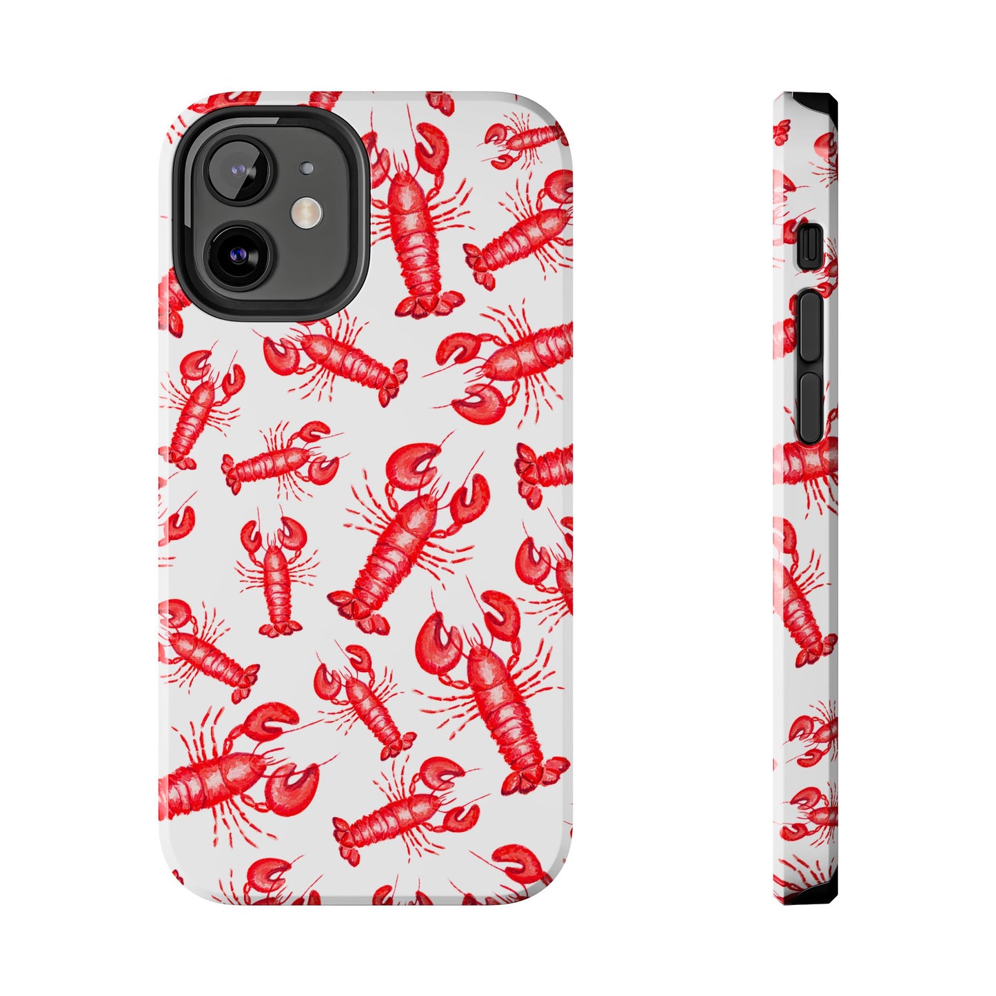 Watercolor Red Lobster Coastal Illustrated Patterned Tough Phone Case | Various Models