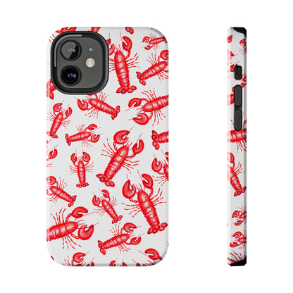 Watercolor Red Lobster Coastal Illustrated Patterned Tough Phone Case | Various Models