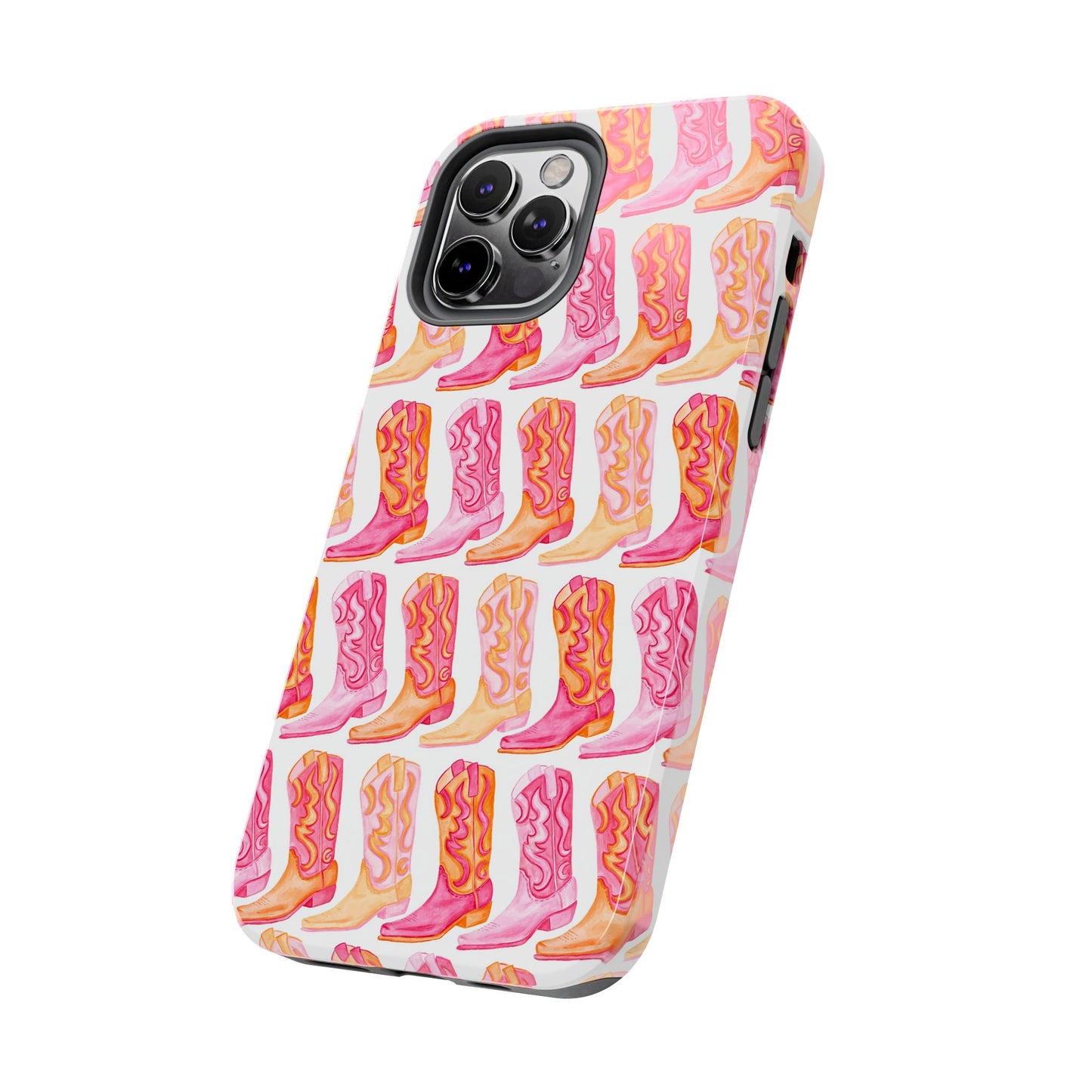 Rows of Hot Pink & Orange Cowboy Boots Tough Phone Cases | Various Models Available