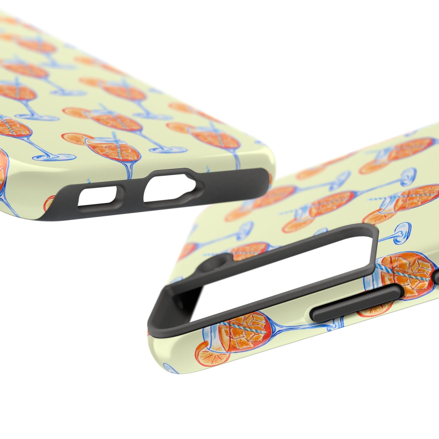 Lemon Yellow Orange & Blue Aperol Spritz Watercolor Patterned Tough Phone Case | Various Models
