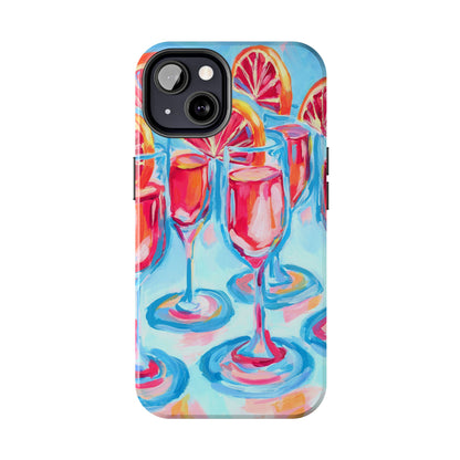 Pink Blood Orange Mimosas Blue Champagne Flute Acrylic Tough Phone Case | Various Models Available