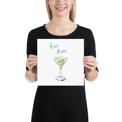 Print | Watercolor Tini Time Martini 10″×10″