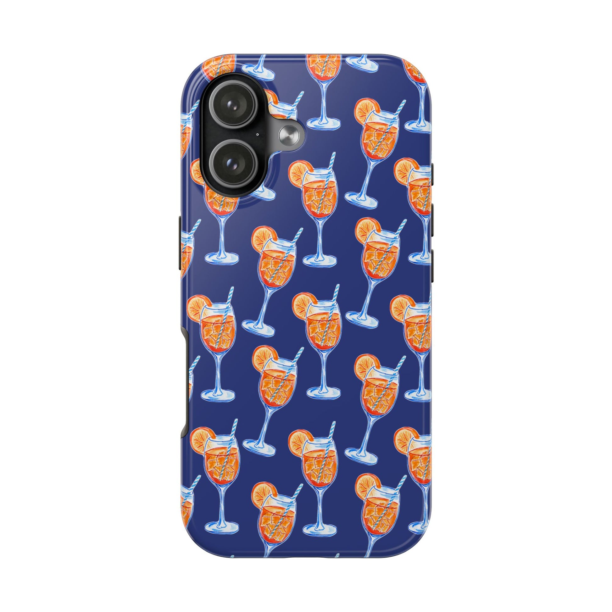 Orange & Blue Aperol Spritz Watercolor Pattern Navy Tough Case | Various Models iPhone 17