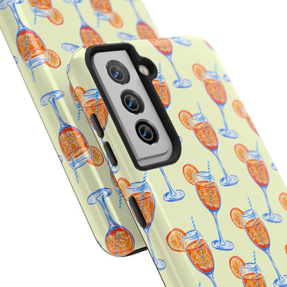 Lemon Yellow Orange & Blue Aperol Spritz Watercolor Patterned Tough Phone Case | Various Models