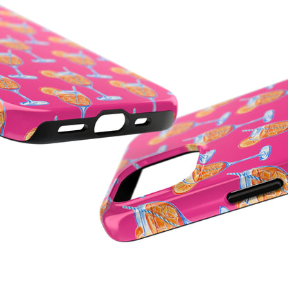 Orange & Blue Aperol Spritz Watercolor Pattern Hot Pink Phone Case | Various Models