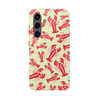 Red Lobster Watercolor Illustrated Tossed Pattern Light Yellow Tough Phone Case | Various Models