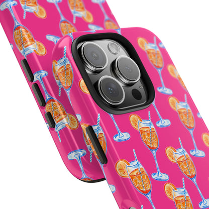 Orange & Blue Aperol Spritz Watercolor Pattern Hot Pink Phone Case | Various Models