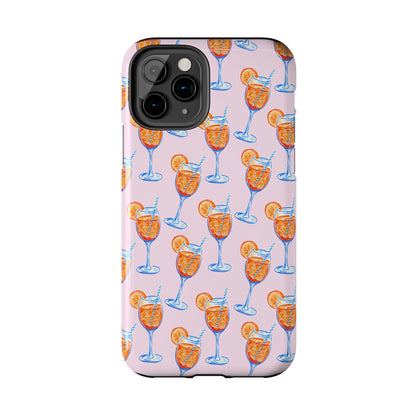 Orange & Blue Aperol Spritz Watercolor Patterned Blush Pink Tough Phone Case | Various Models