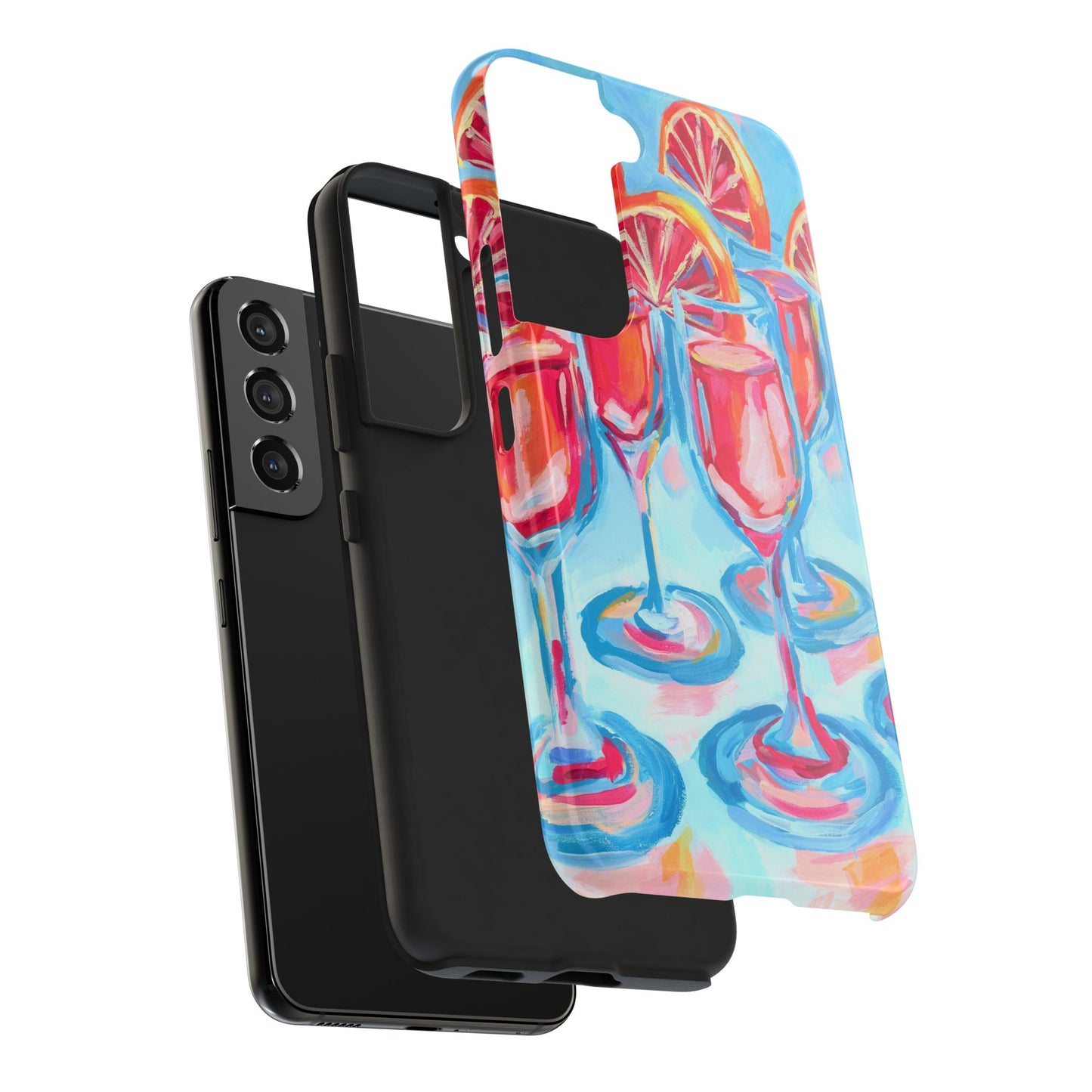 Pink Blood Orange Mimosas Blue Champagne Flute Acrylic Tough Phone Case | Various Models Available