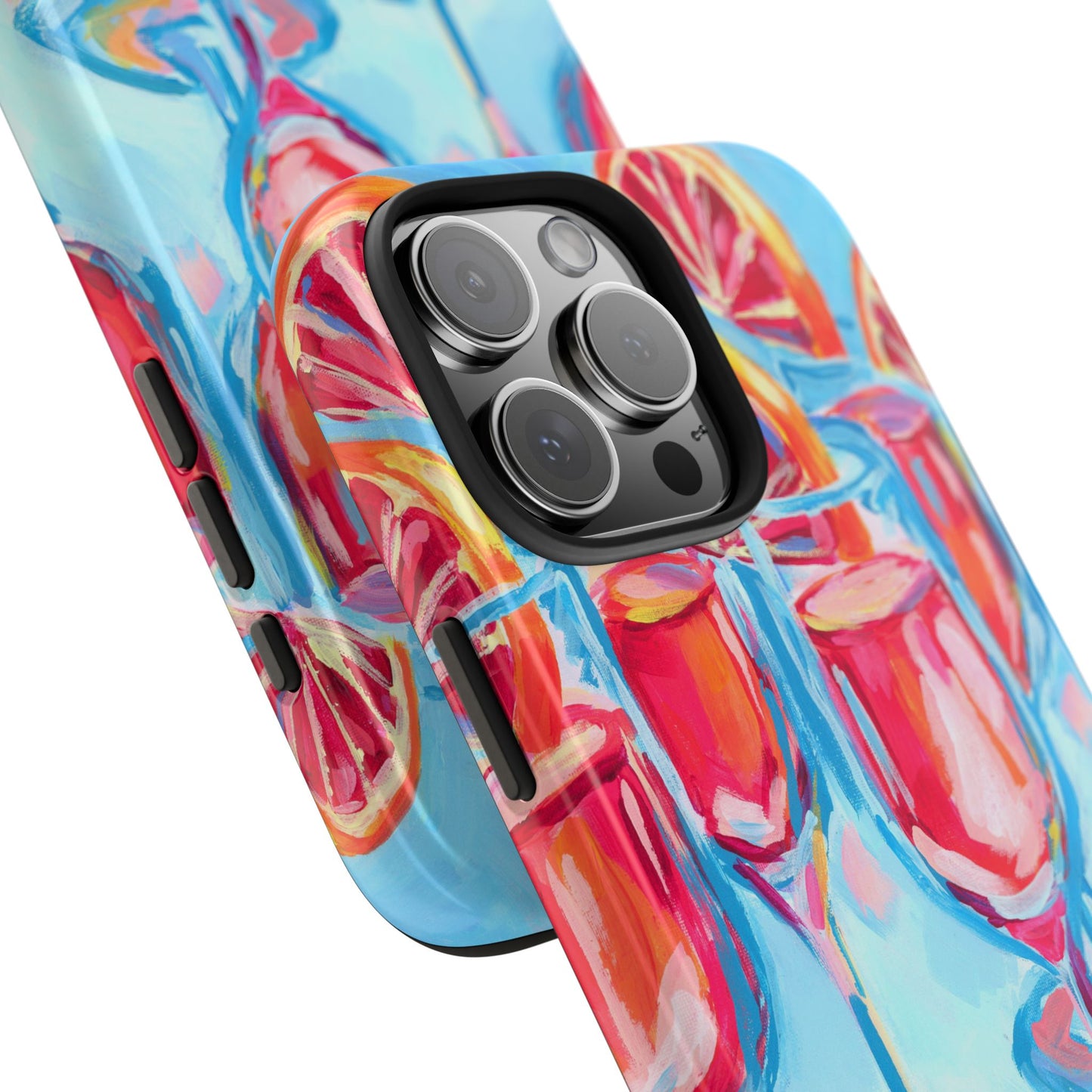 Pink Blood Orange Mimosas Blue Champagne Flute Acrylic Tough Phone Case | Various Models Available