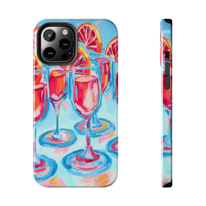 Pink Blood Orange Mimosas Blue Champagne Flute Acrylic Tough Phone Case | Various Models Available