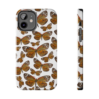 Black & Orange Butterfly Watercolor Illustrated Tossed Pattern Tough Phone Case | Various Models iPhone 12
