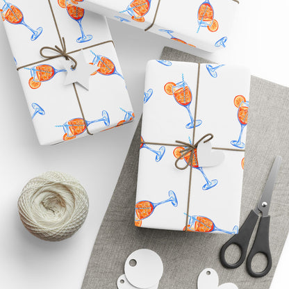 Aperol Spritz Gift Wrap Tossed Pattern | Matte or Glossy