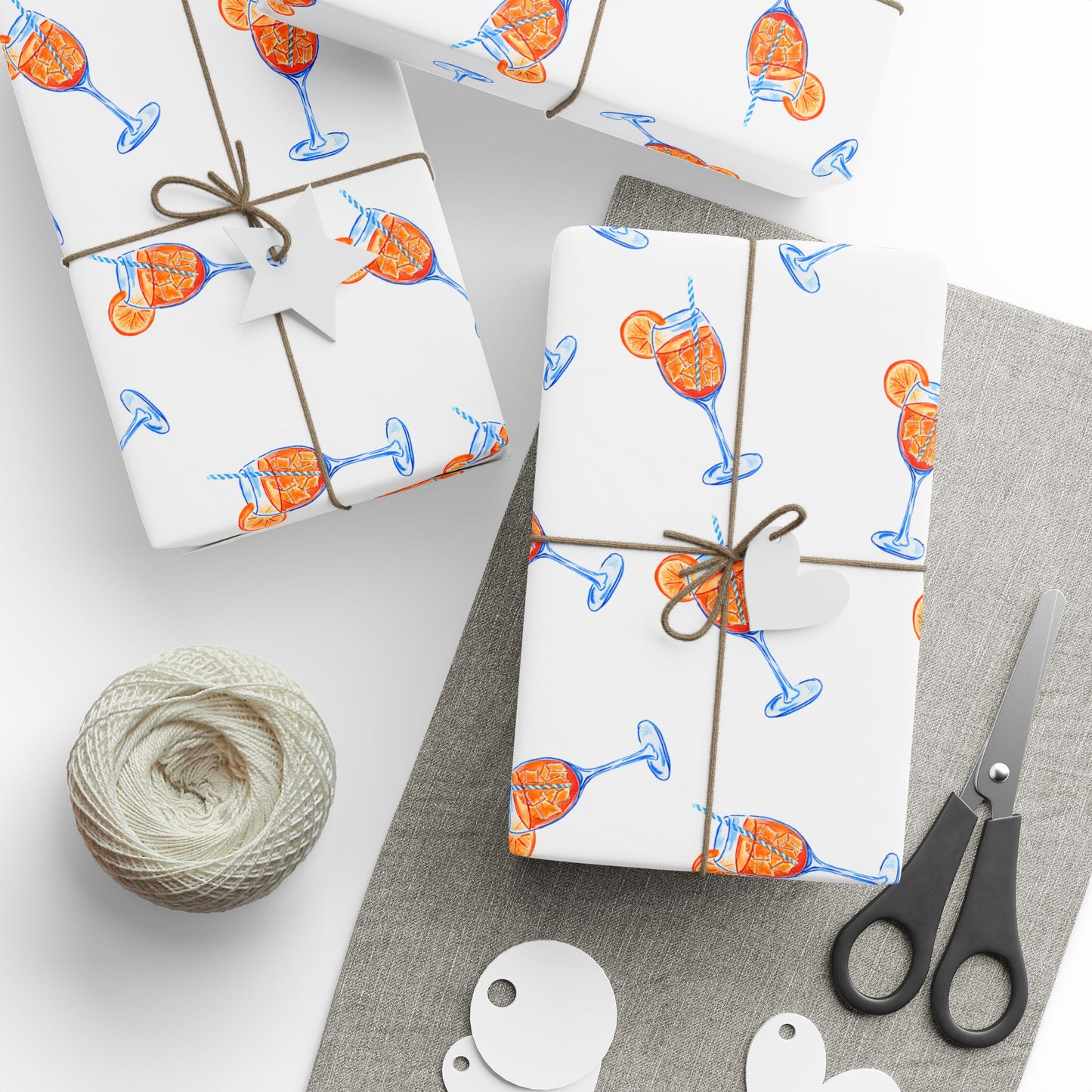 Aperol Spritz Gift Wrap Tossed Pattern | Matte or Glossy