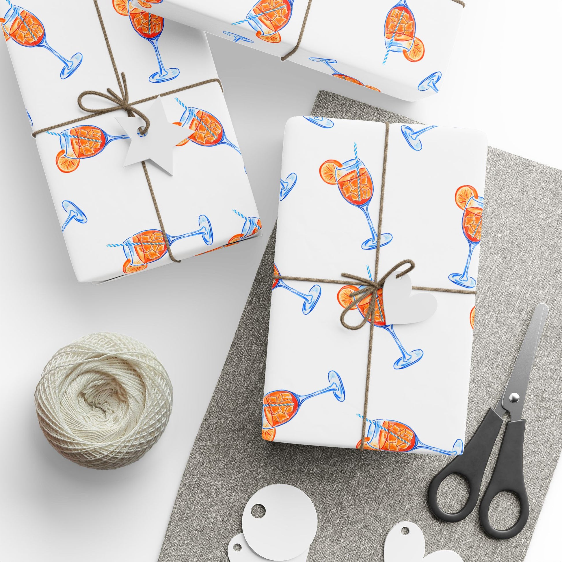 Aperol Spritz Gift Wrap Tossed Pattern | Matte or Glossy