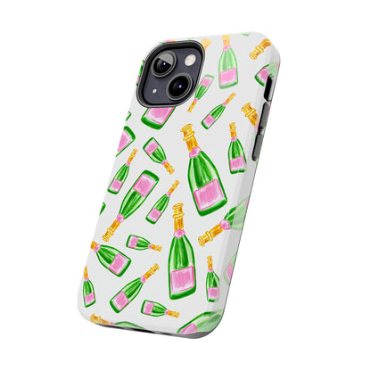 Copy of Tossed Pink and Green Watercolor Illustrated Champagne Bottles Pattern Tough Phone Case | Various Models
