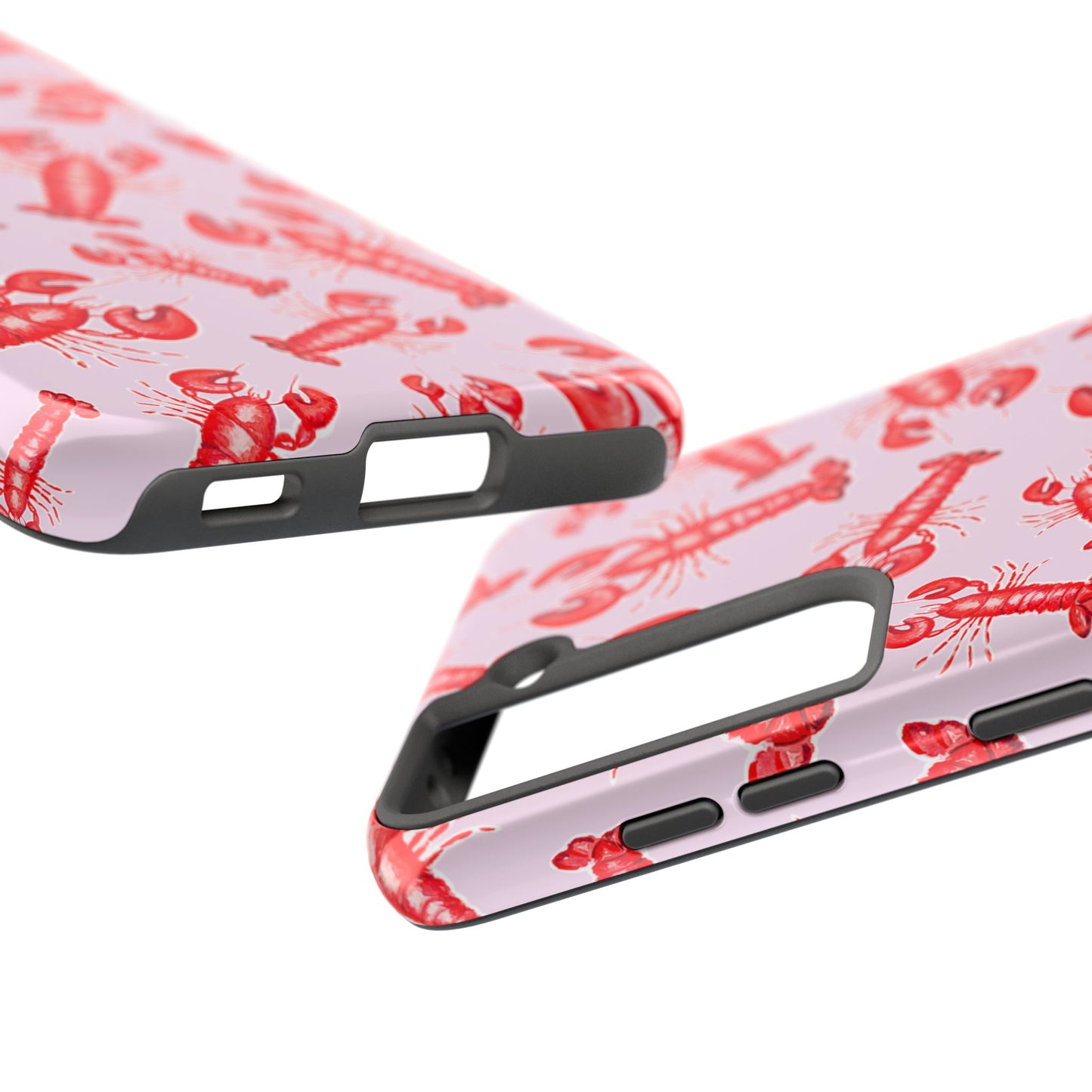 Red Lobster Watercolor Illustrated Tossed Pattern Light Pink Coastal Nautical Tough Phone Case | Various Models
