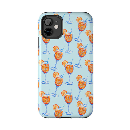 Orange & Blue Aperol Spritz Watercolor Pattern Turquoise Phone Case | Various Models iPhone 11