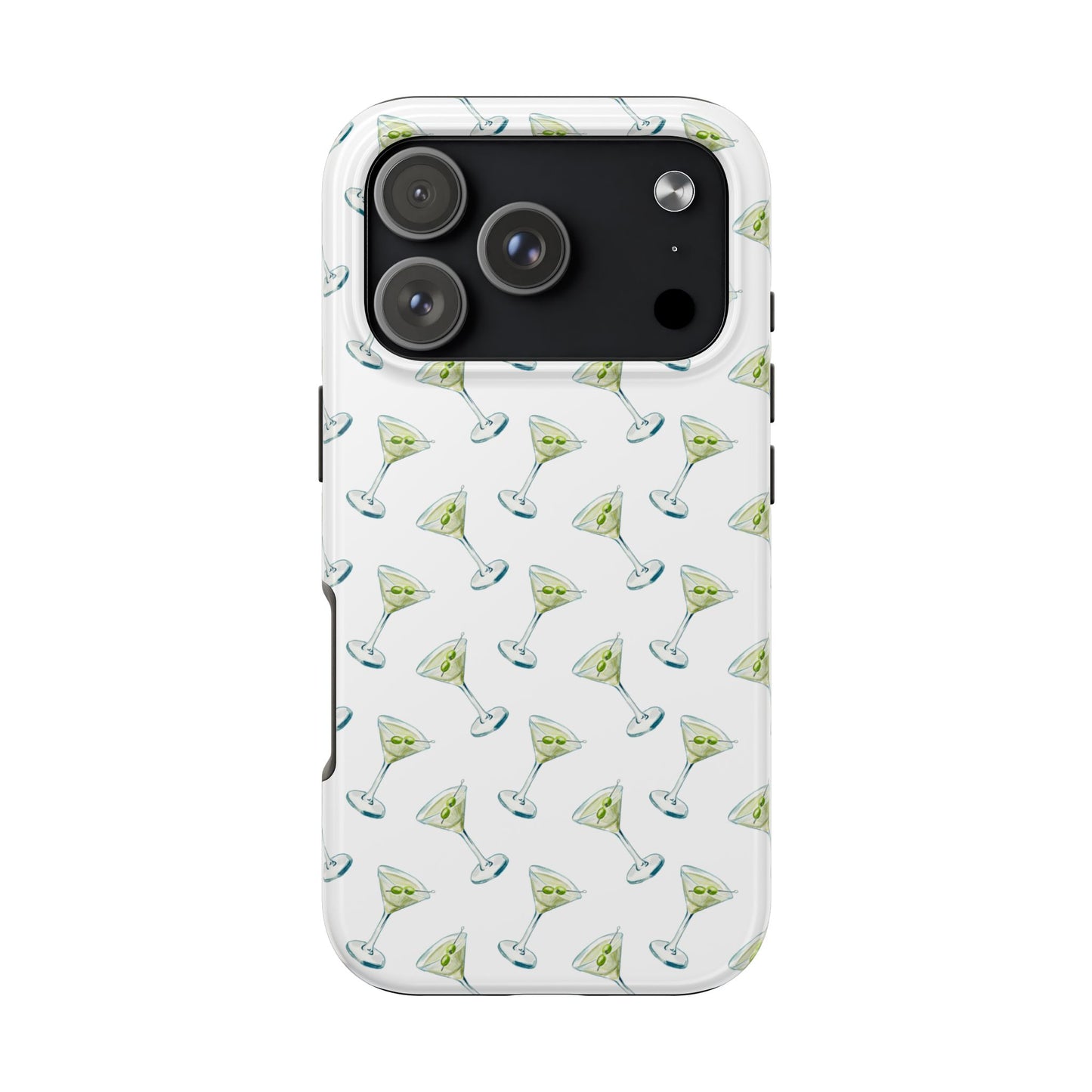 Martini Watercolor Illustrated Tossed Pattern Tough Phone Case | Various Models Available iPhone 17 Pro