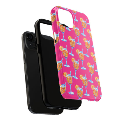Orange & Blue Aperol Spritz Watercolor Pattern Hot Pink Phone Case | Various Models