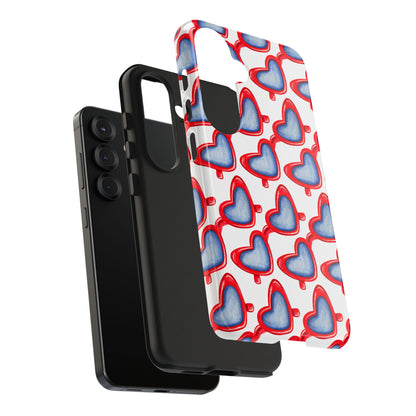 Red Heart Shaped Sunglasses Watercolor Illustrated Tough Phone Case | Various Models