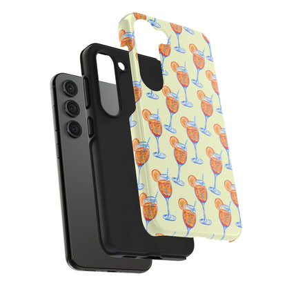 Lemon Yellow Orange & Blue Aperol Spritz Watercolor Patterned Tough Phone Case | Various Models