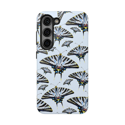 Light Blue Swallowtail Butterflies Watercolor Illustrated Pale Blue Tough Phone Case | Various Models Samsung Galaxy S23