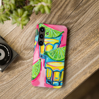 Pink Tequila Shot & Limes Acrylic Tough Phone Case | Various Models Available