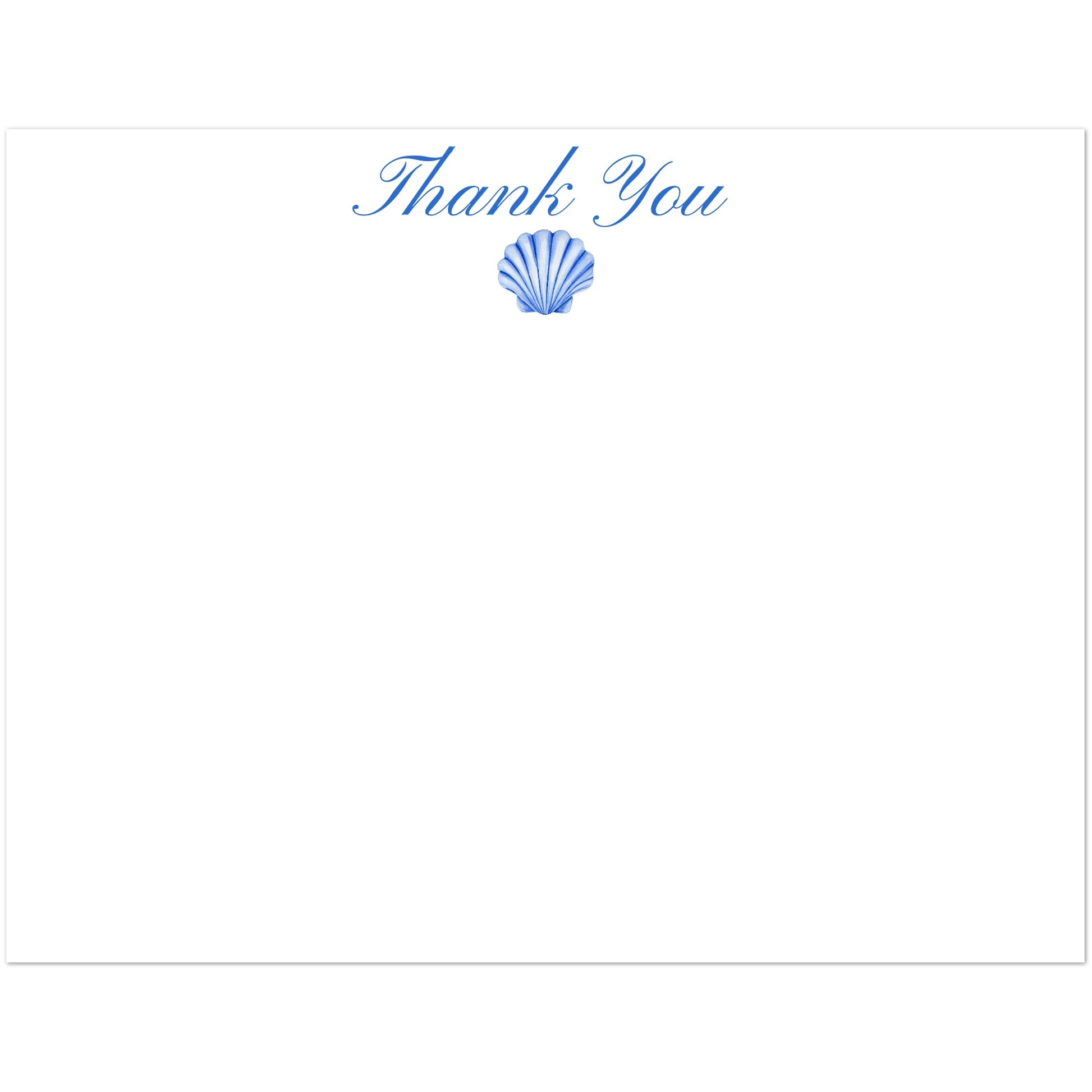 Personalized Blue or Turquoise Sea Shell Watercolor Illustrated Flat Notecards | Set of 10 Cards & Envelopes | 2 Sizes 4.25x5.5″ (SM) Blue
