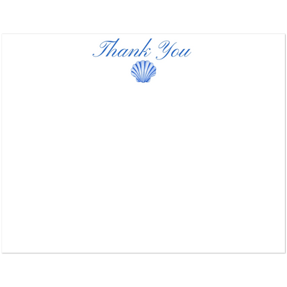 Personalized Blue or Turquoise Sea Shell Watercolor Illustrated Flat Notecards | Set of 10 Cards & Envelopes | 2 Sizes 4.25x5.5″ (SM) Blue