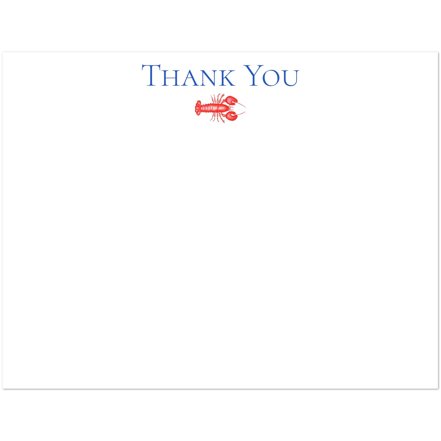 Thank You Red Lobster Illustrated Flat Notecards | Set of 10 Cards & Envelopes | 2 Sizes