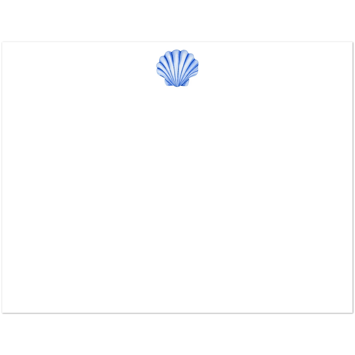 Set of 10 Flat Notecards & Envelopes Seashell Watercolor Illustration | Blue or Turquoise | 2 Sizes 4.25x5.5″ (SM) Blue
