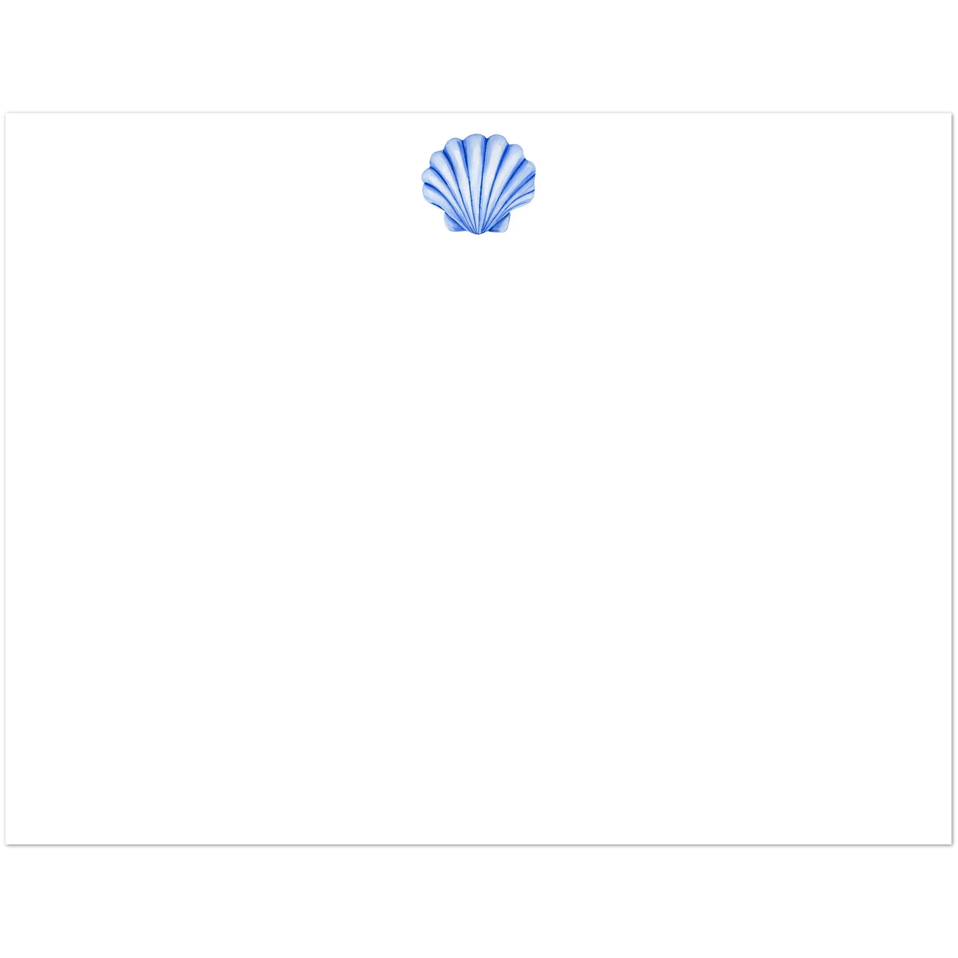 Set of 10 Flat Notecards & Envelopes Seashell Watercolor Illustration | Blue or Turquoise | 2 Sizes 4.25x5.5″ (SM) Blue