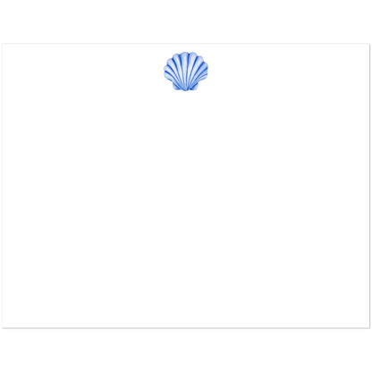 Set of 10 Flat Notecards & Envelopes Seashell Watercolor Illustration | Blue or Turquoise | 2 Sizes 4.25x5.5″ (SM) Blue