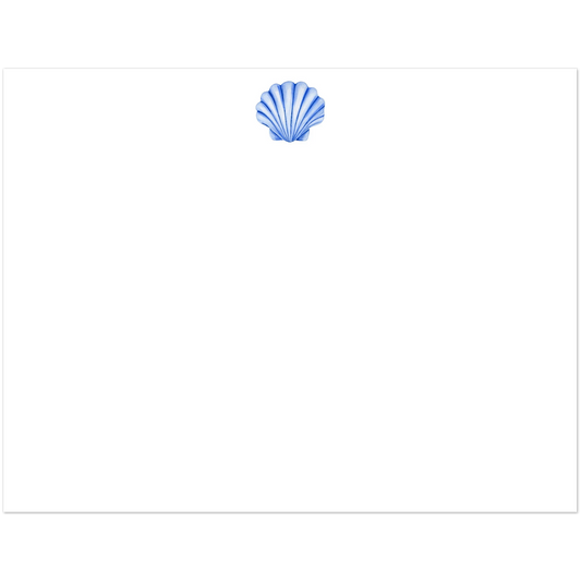 Set of 10 Flat Notecards & Envelopes Seashell Watercolor Illustration | Blue or Turquoise | 2 Sizes 4.25x5.5″ (SM) Blue