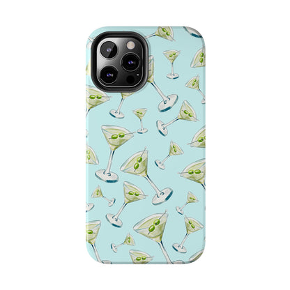 Watercolor Blue and Green Martinis Tossed Illustrated Pattern Turquoise Blue Tough Phone Case | Various Models
