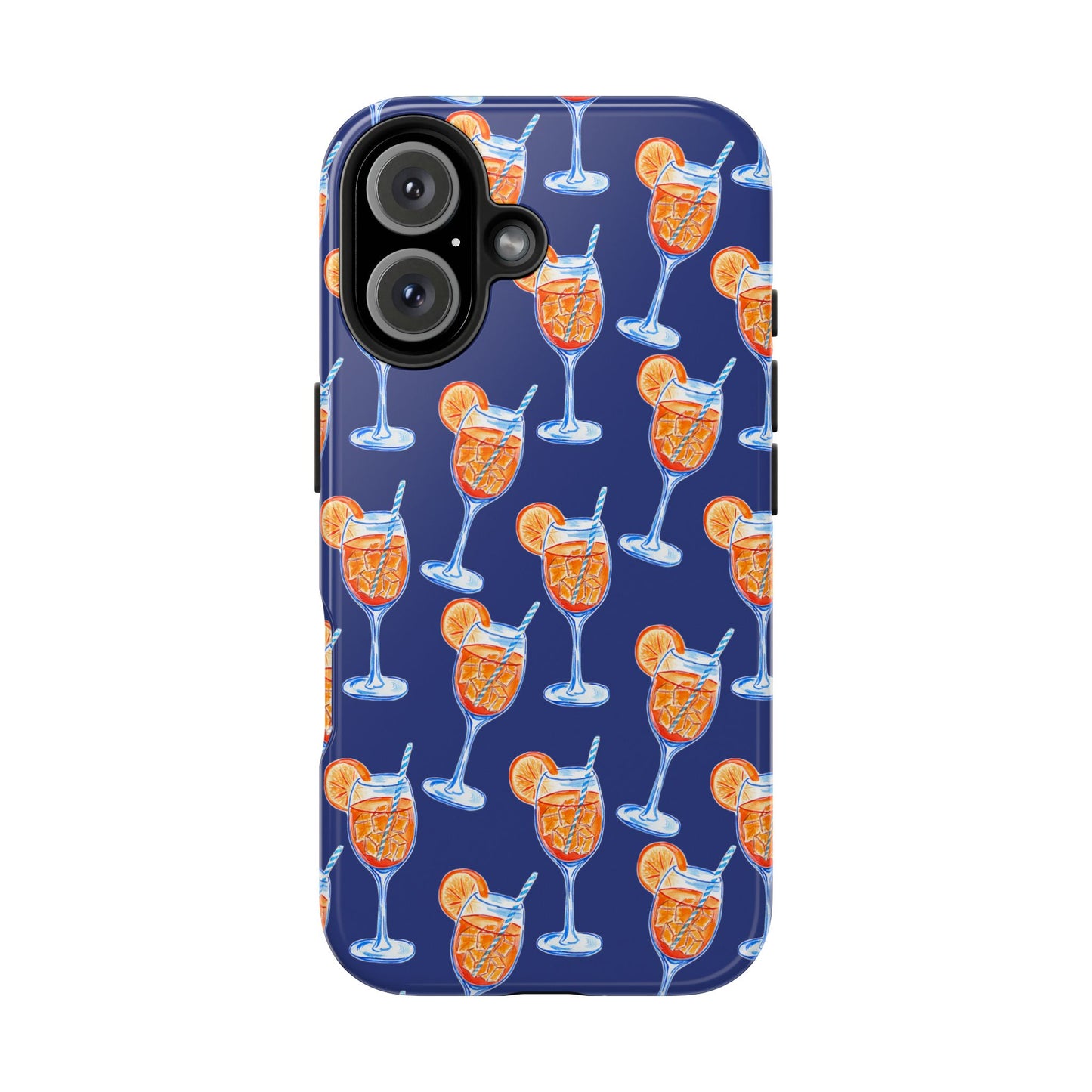 Orange & Blue Aperol Spritz Watercolor Pattern Navy Tough Case | Various Models iPhone 16